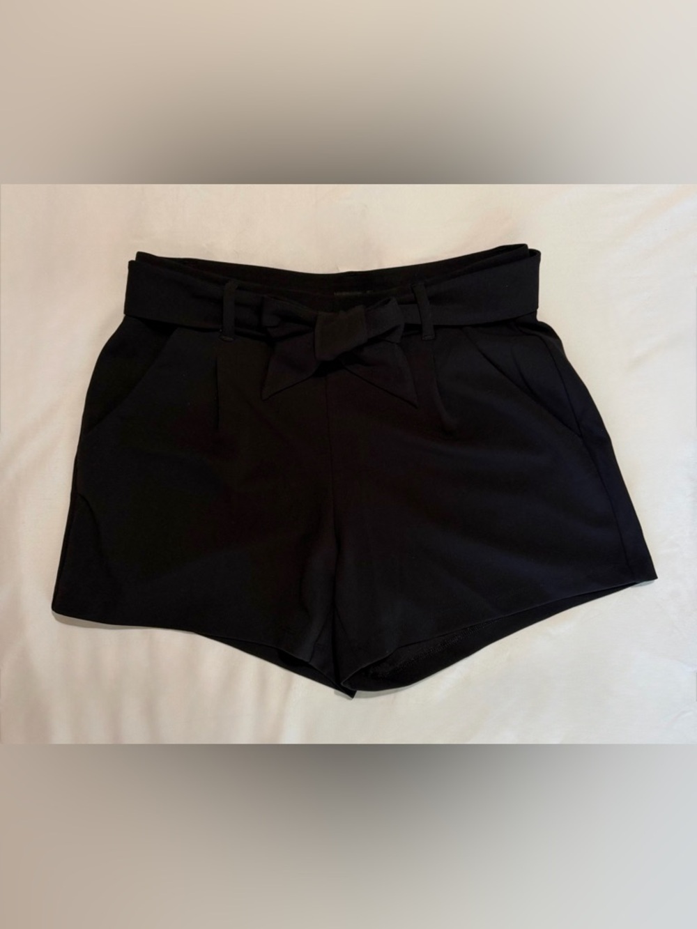 LOFT Black Tie-Belt Dressy Shorts